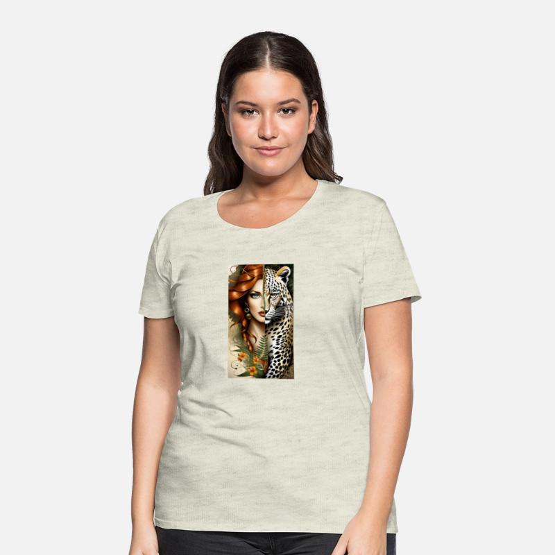 wild redhead jungle girl and a majestic leopard tw