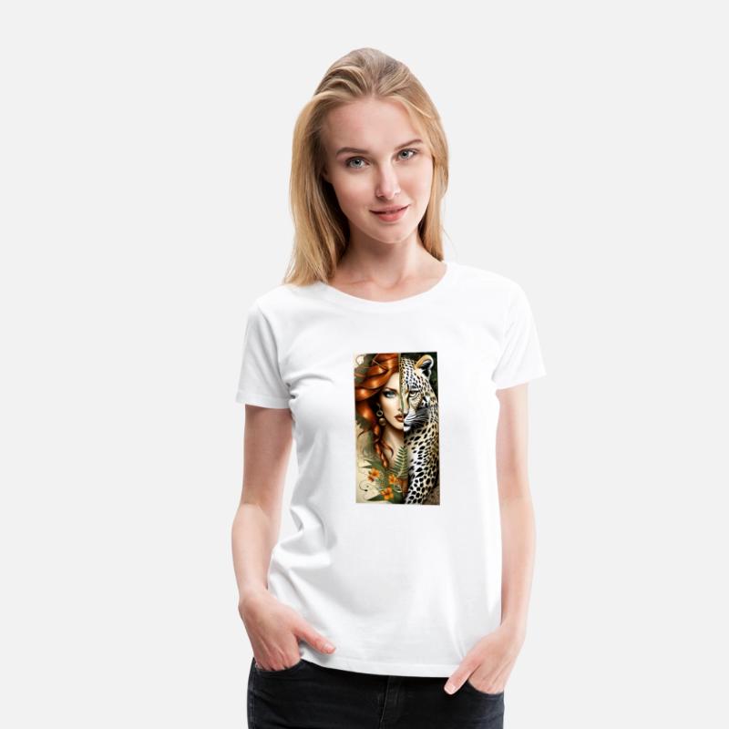 wild redhead jungle girl and a majestic leopard tw
