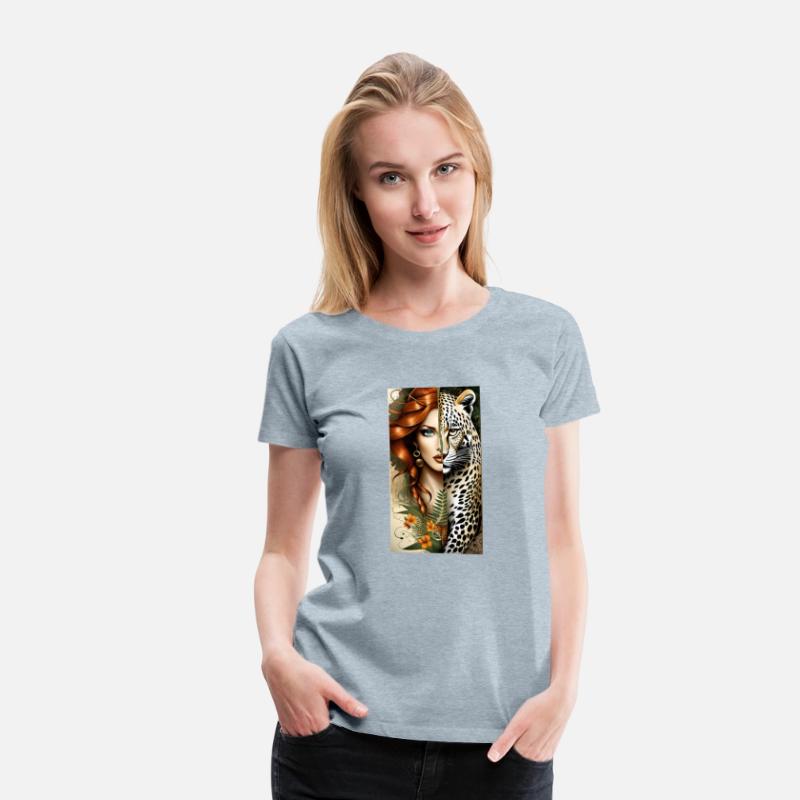 wild redhead jungle girl and a majestic leopard tw