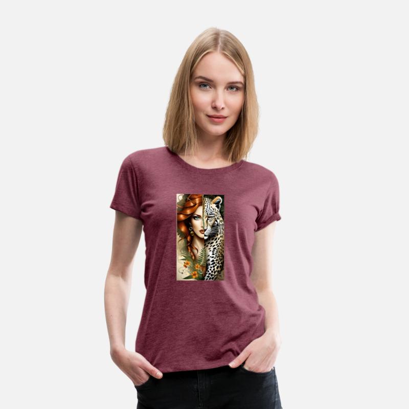 wild redhead jungle girl and a majestic leopard tw