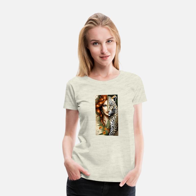 wild redhead jungle girl and a majestic leopard tw