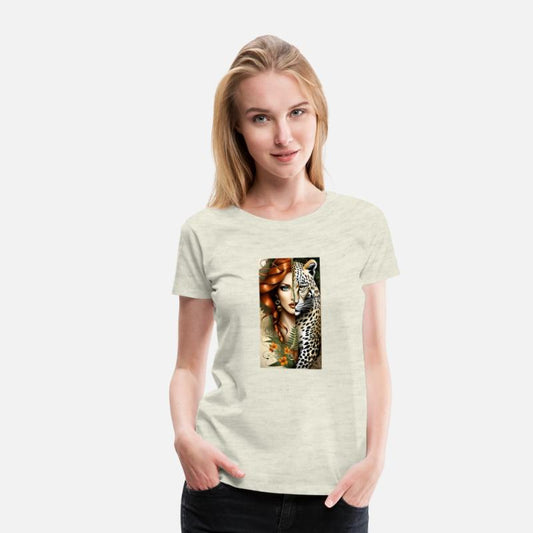 wild redhead jungle girl and a majestic leopard tw