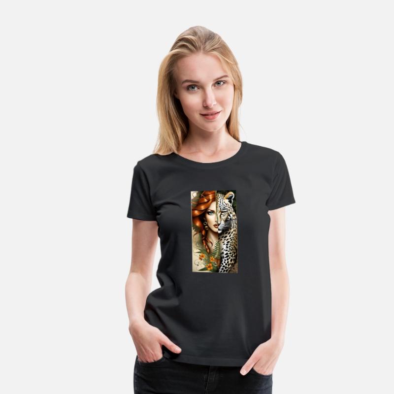 wild redhead jungle girl and a majestic leopard tw