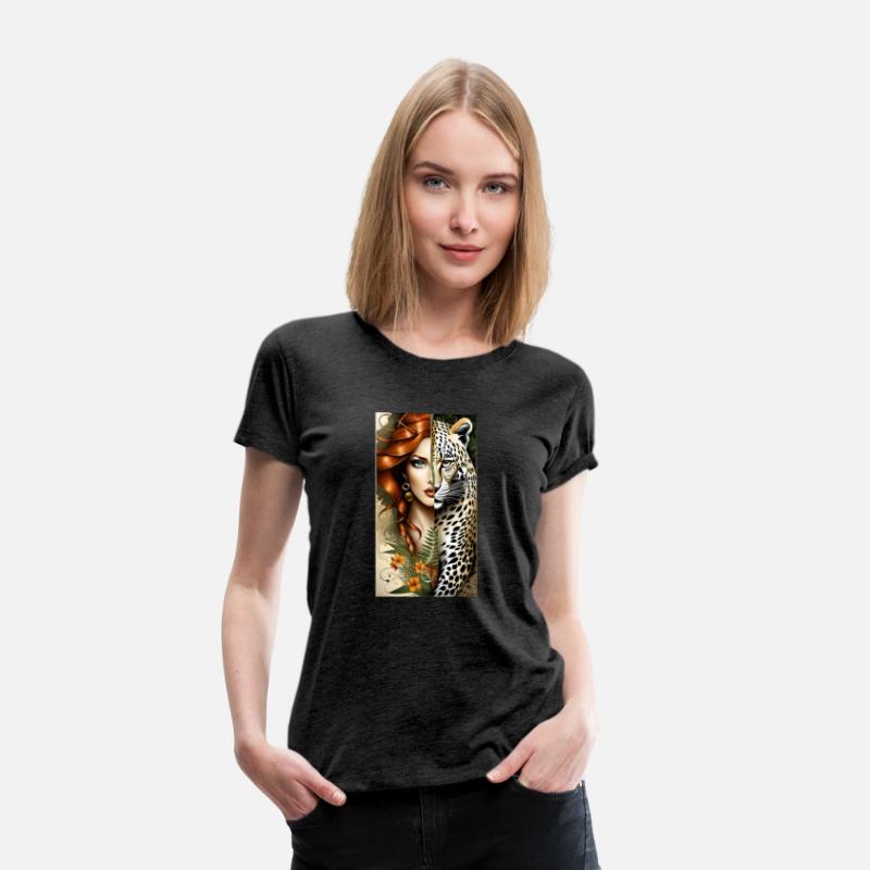 wild redhead jungle girl and a majestic leopard tw