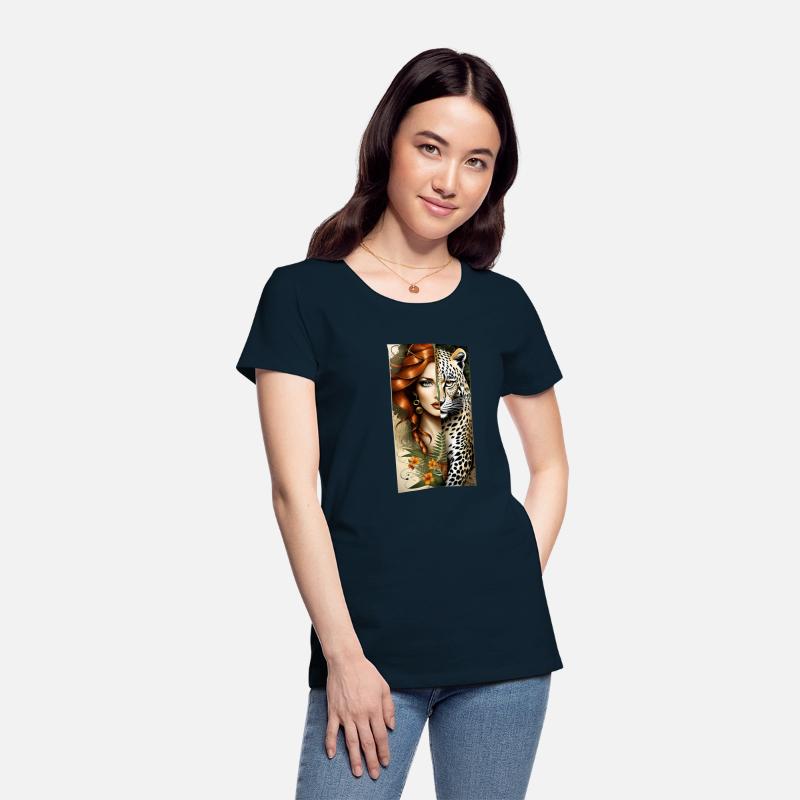 wild redhead jungle girl and a majestic leopard tw