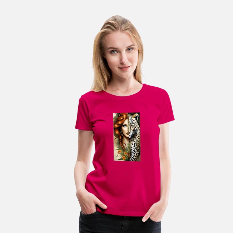 wild redhead jungle girl and a majestic leopard tw