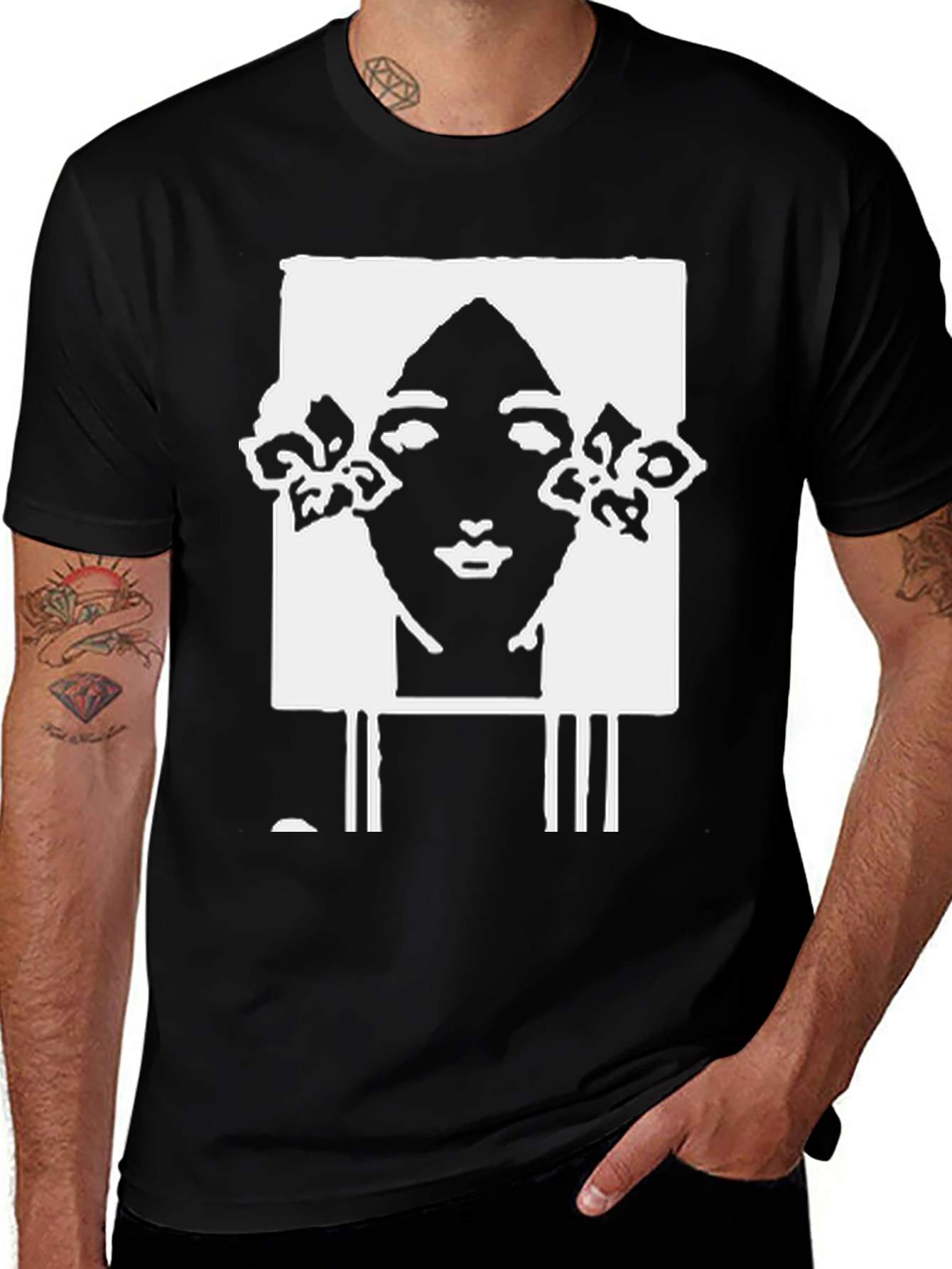 Abstract Woman Graphic T-Shirt - Black