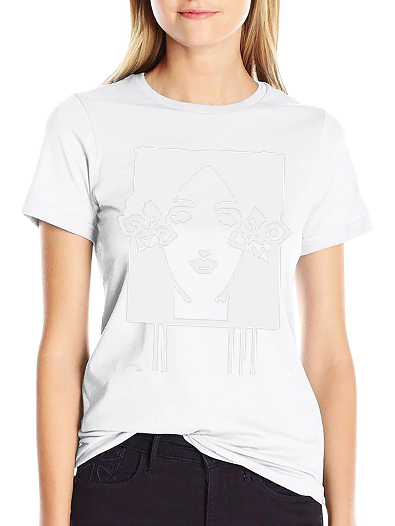 Abstract Woman Graphic T-Shirt - Black