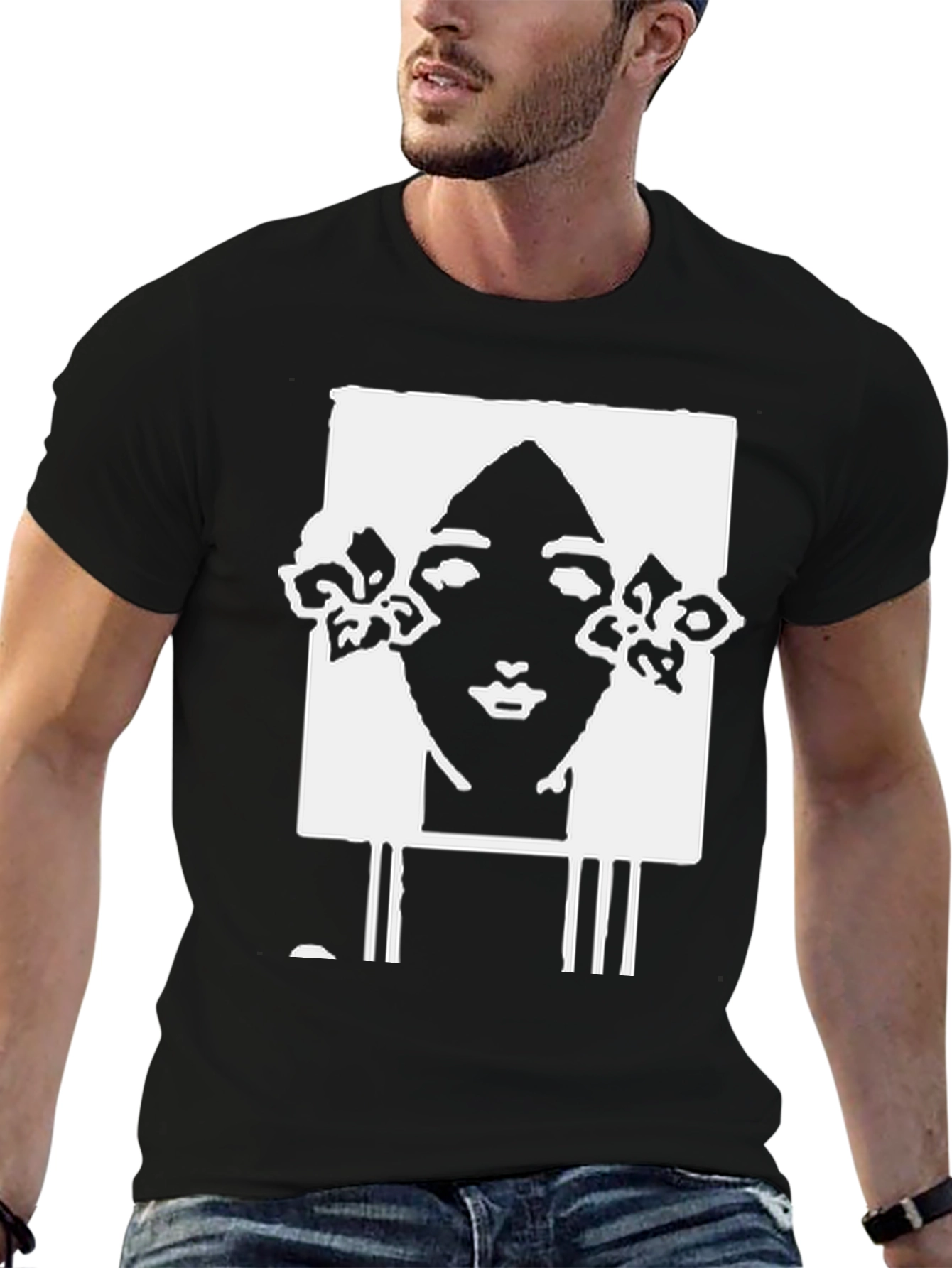 Abstract Woman Graphic T-Shirt - Black
