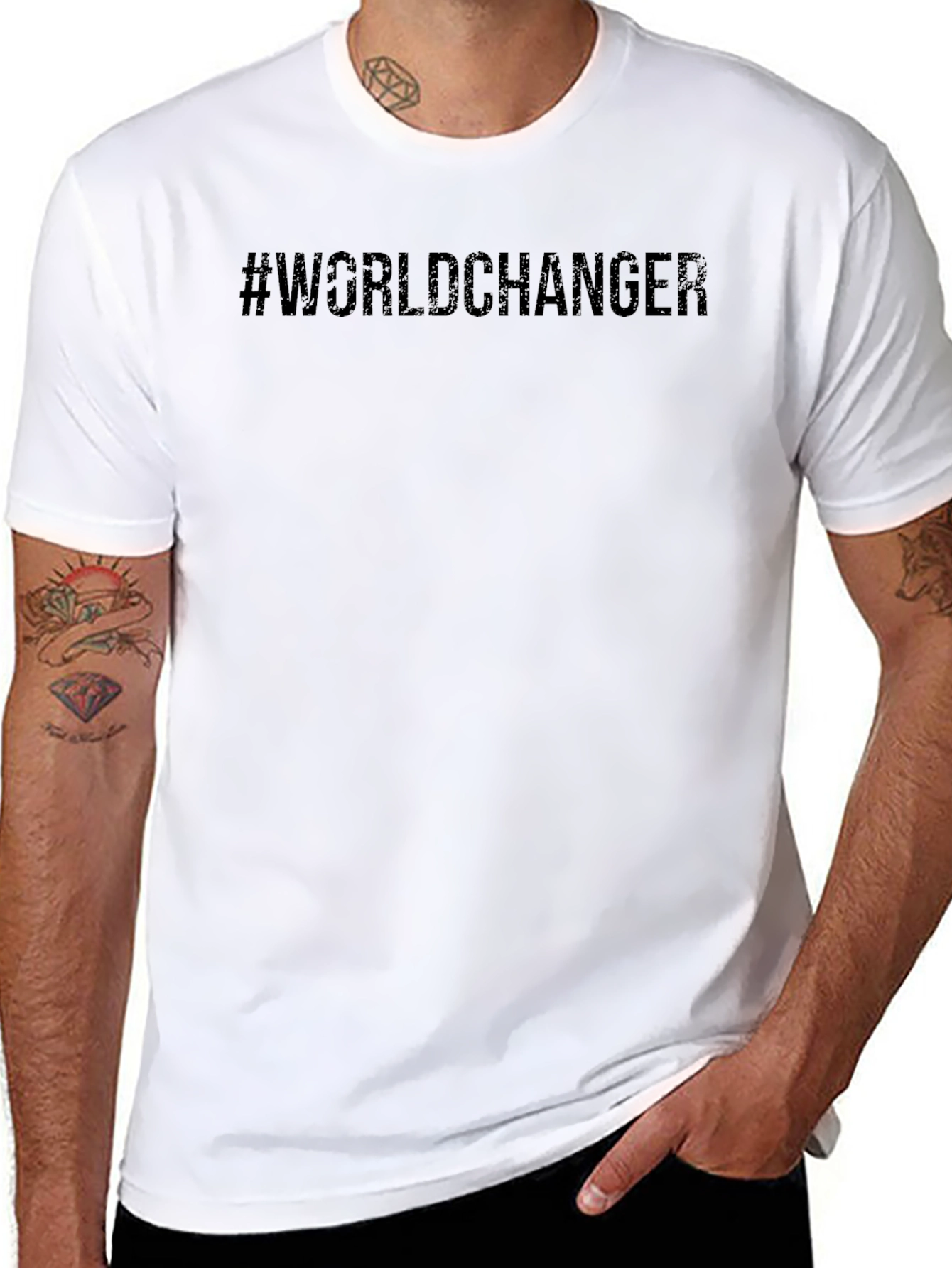 #Worldchanger Black Graphic T-Shirt - Modern Casual Style