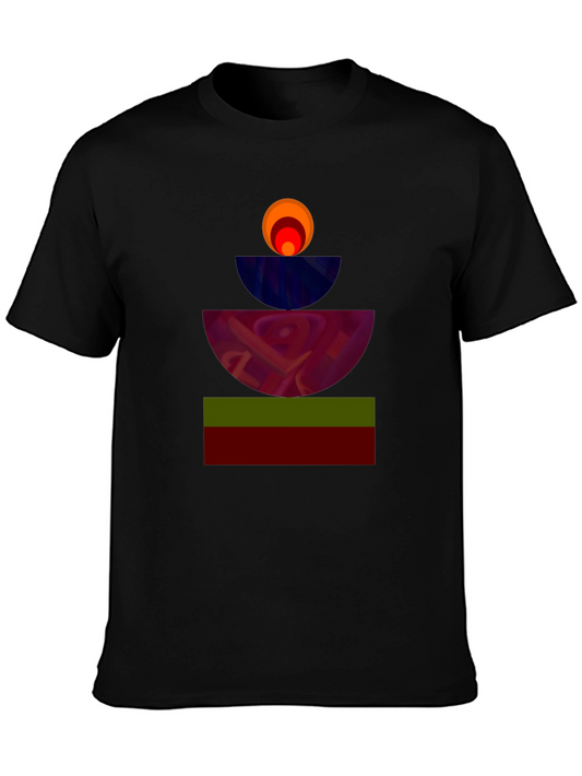 Abstract Geometric Graphic Black Tee