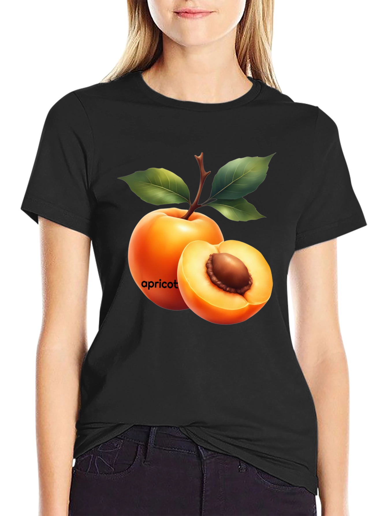 Apricot Graphic Tee - Fresh Fruit Design