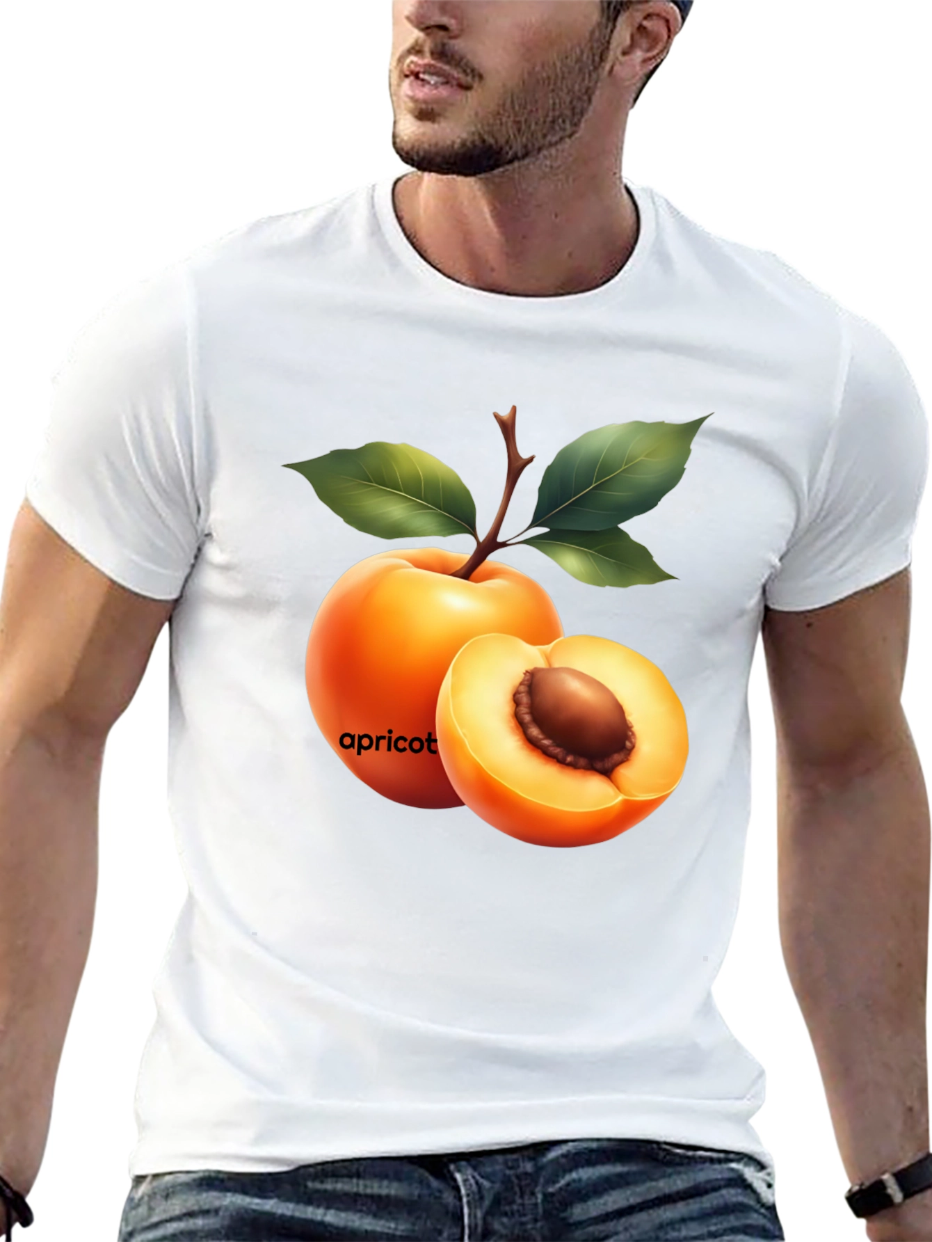 Apricot Graphic Tee - Fresh Fruit Design