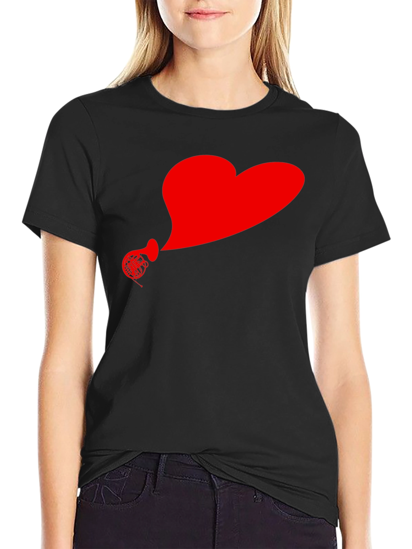 Heart Horn Graphic Tee - Stylish Musicians T-Shirt