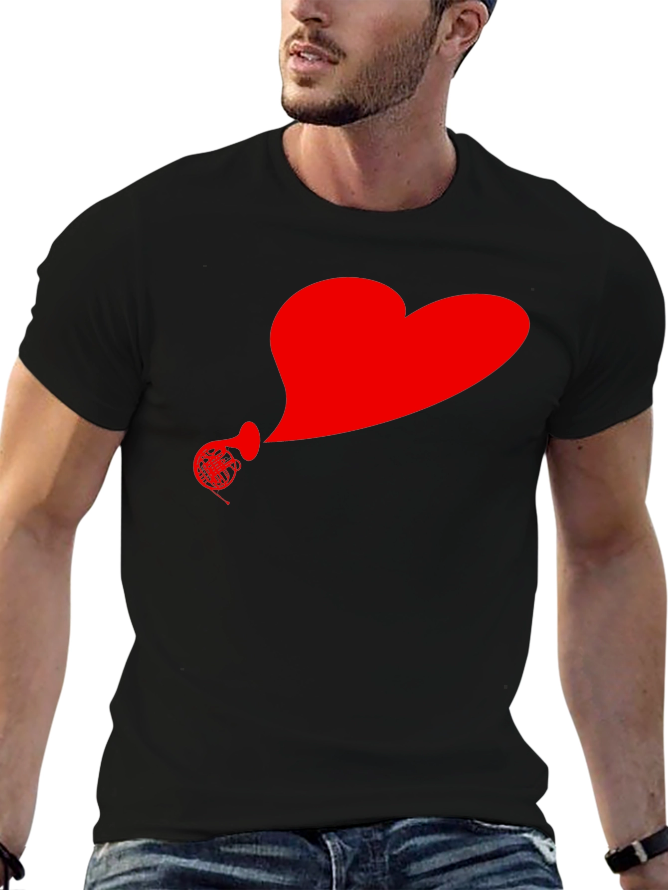 Heart Horn Graphic Tee - Stylish Musicians T-Shirt