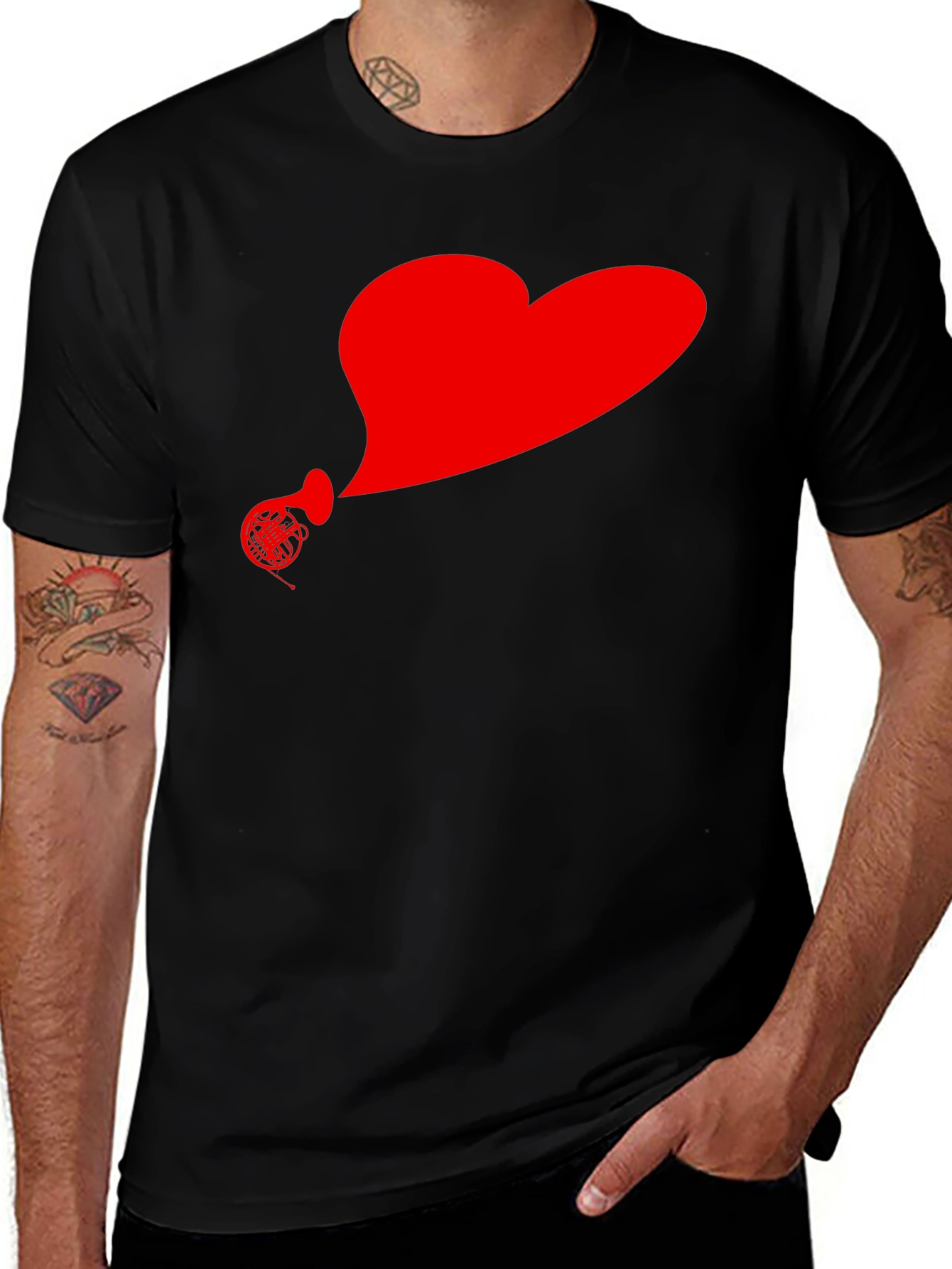 Heart Horn Graphic Tee - Stylish Musicians T-Shirt