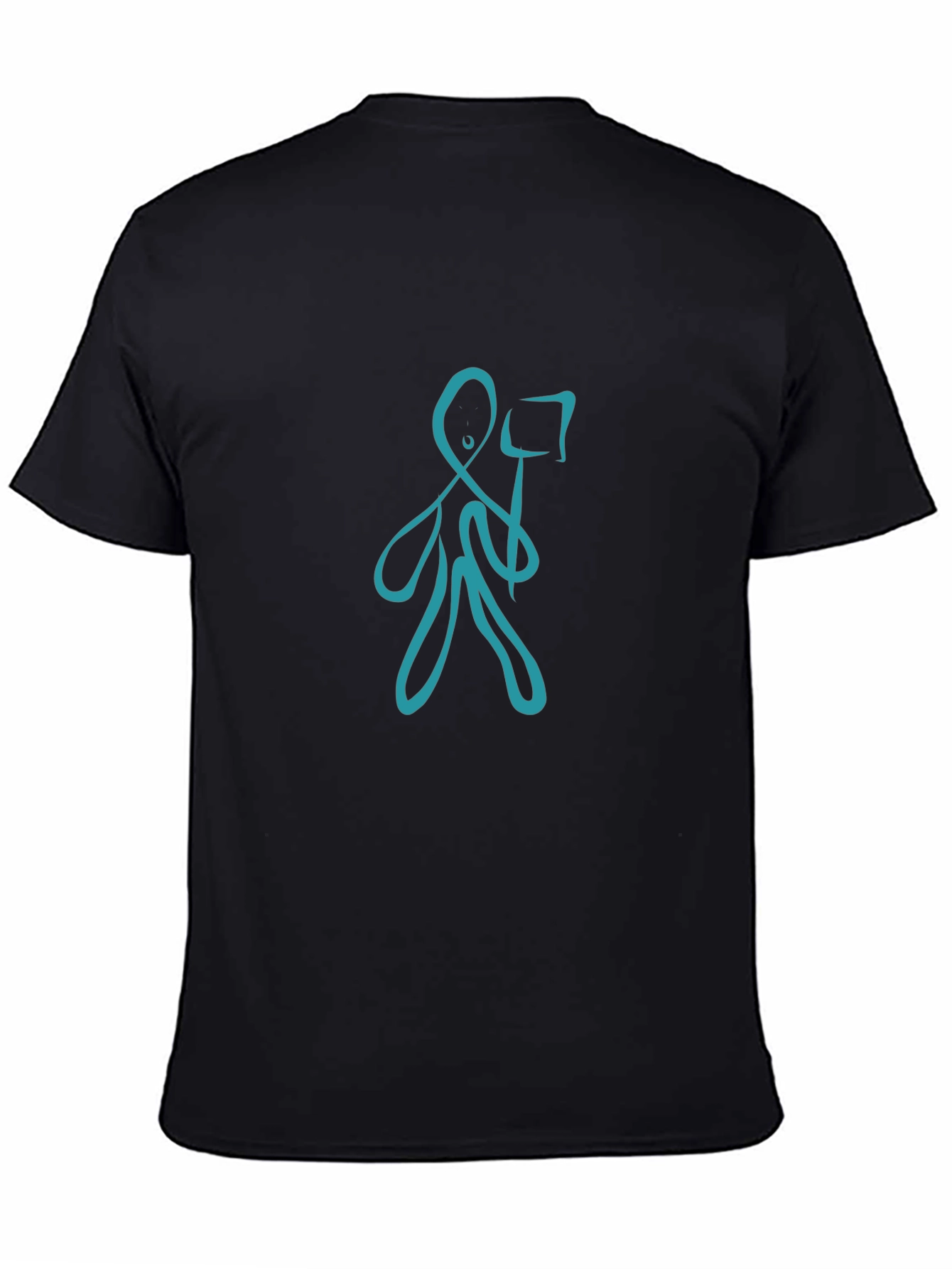 Abstract Blue Figure Black T-Shirt