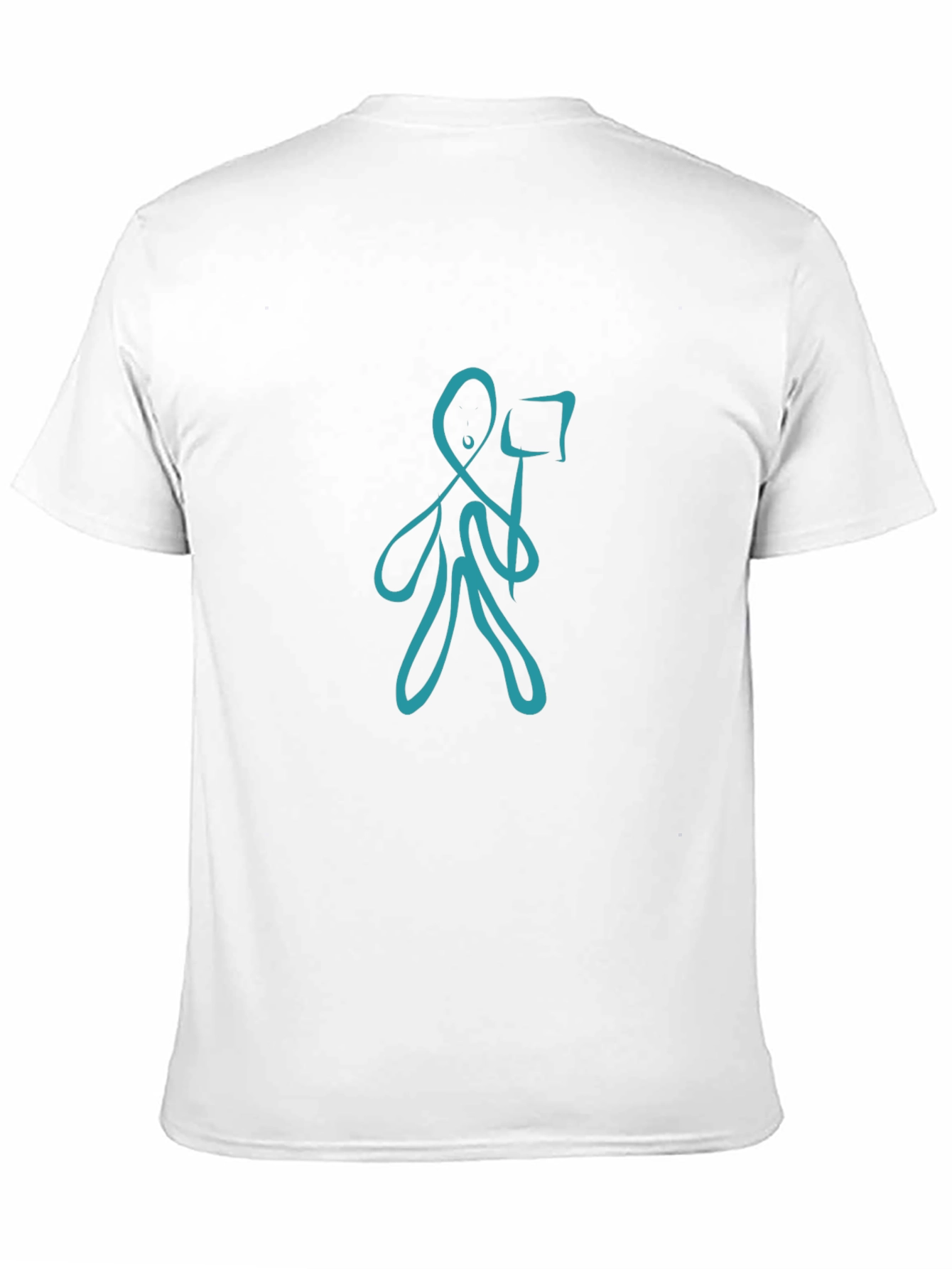 Abstract Blue Figure Black T-Shirt