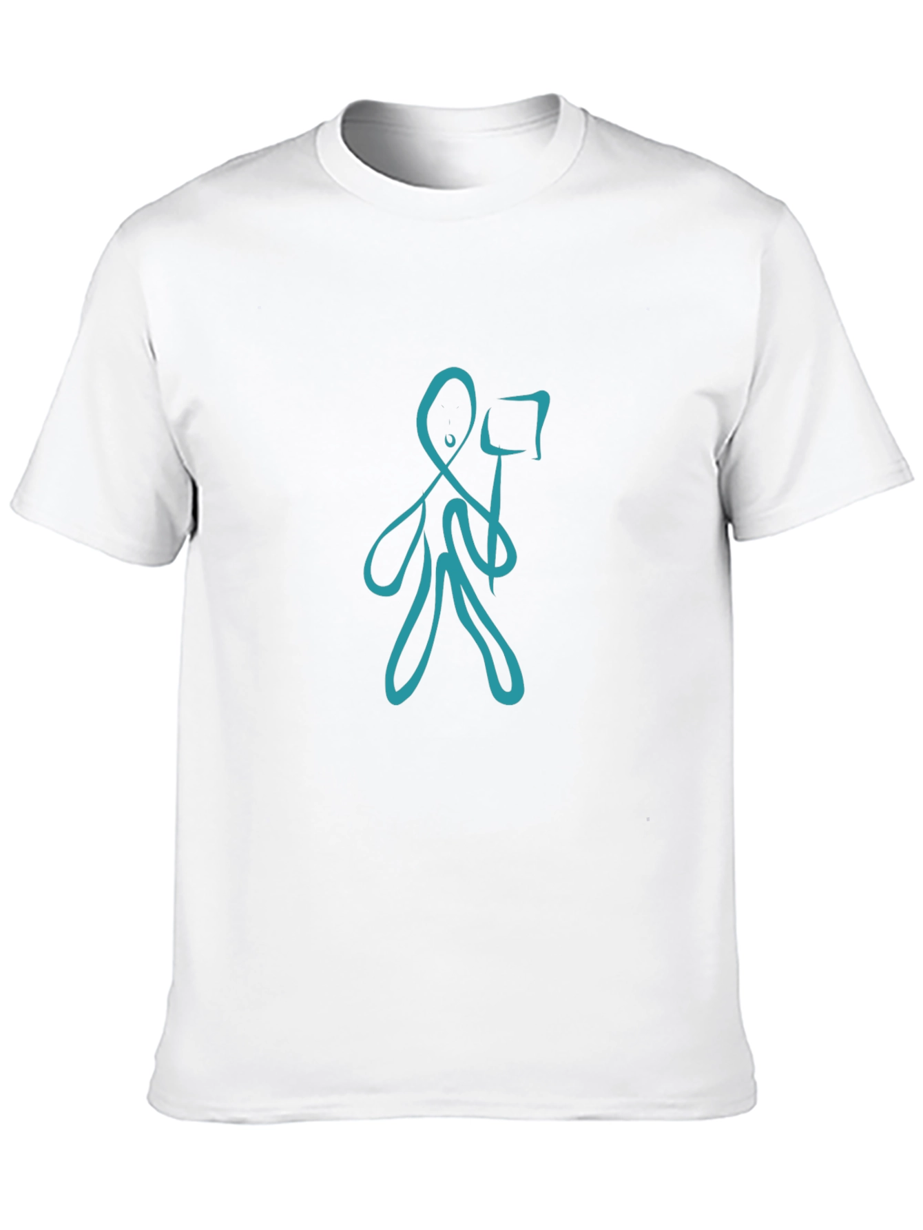 Abstract Blue Figure Black T-Shirt