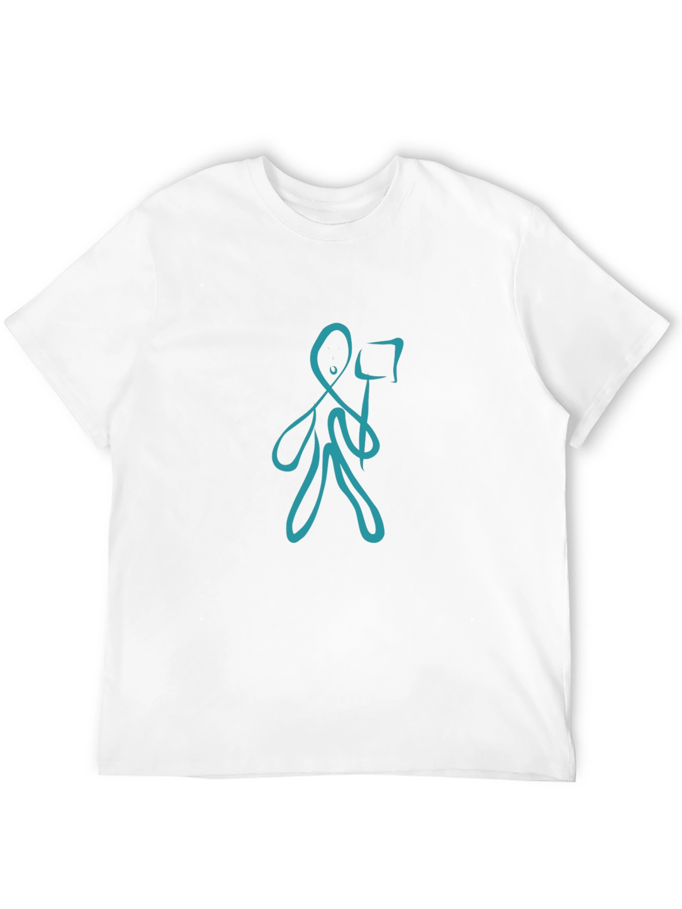 Abstract Blue Figure Black T-Shirt