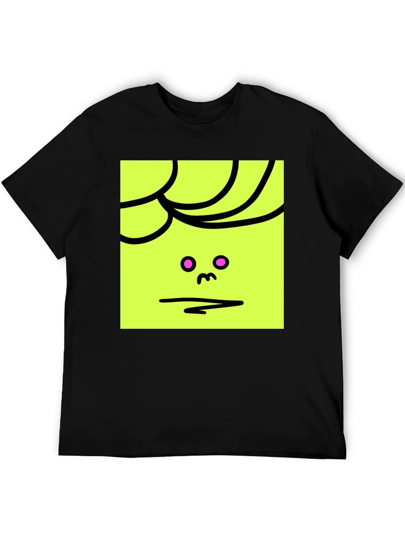 Abstract Face Graphic Tee - Black Cotton Blend