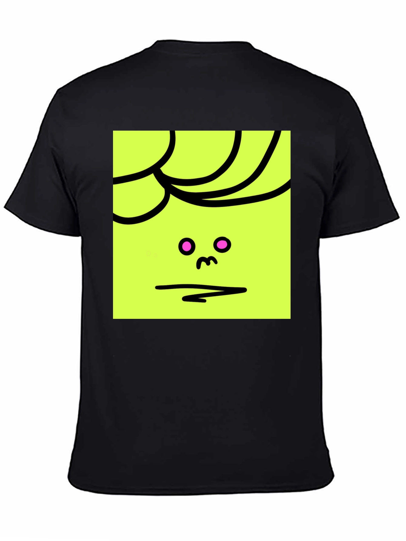 Abstract Face Graphic Tee - Black Cotton Blend