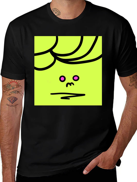 Abstract Face Graphic Tee - Black Cotton Blend