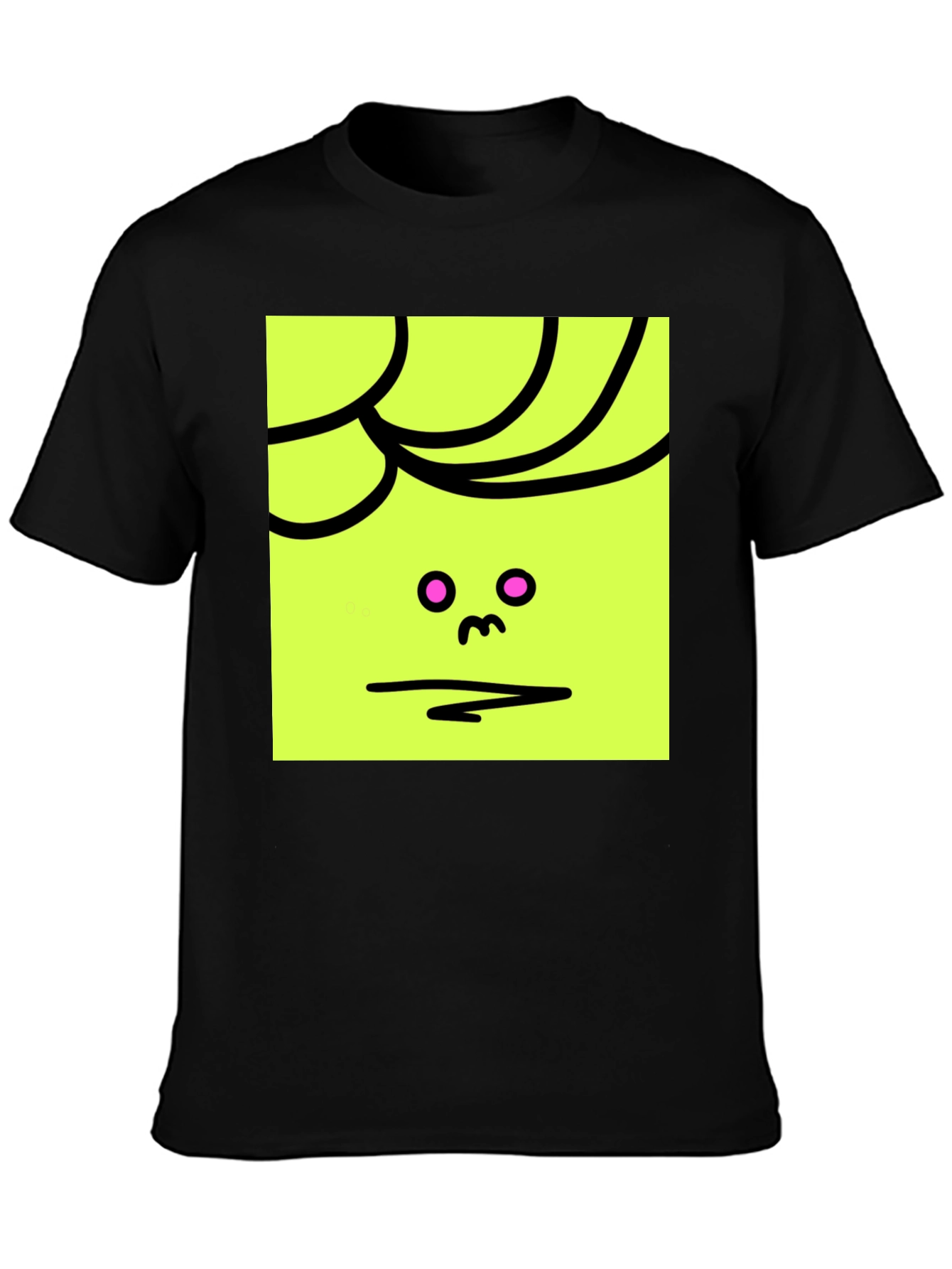 Abstract Face Graphic Tee - Black Cotton Blend
