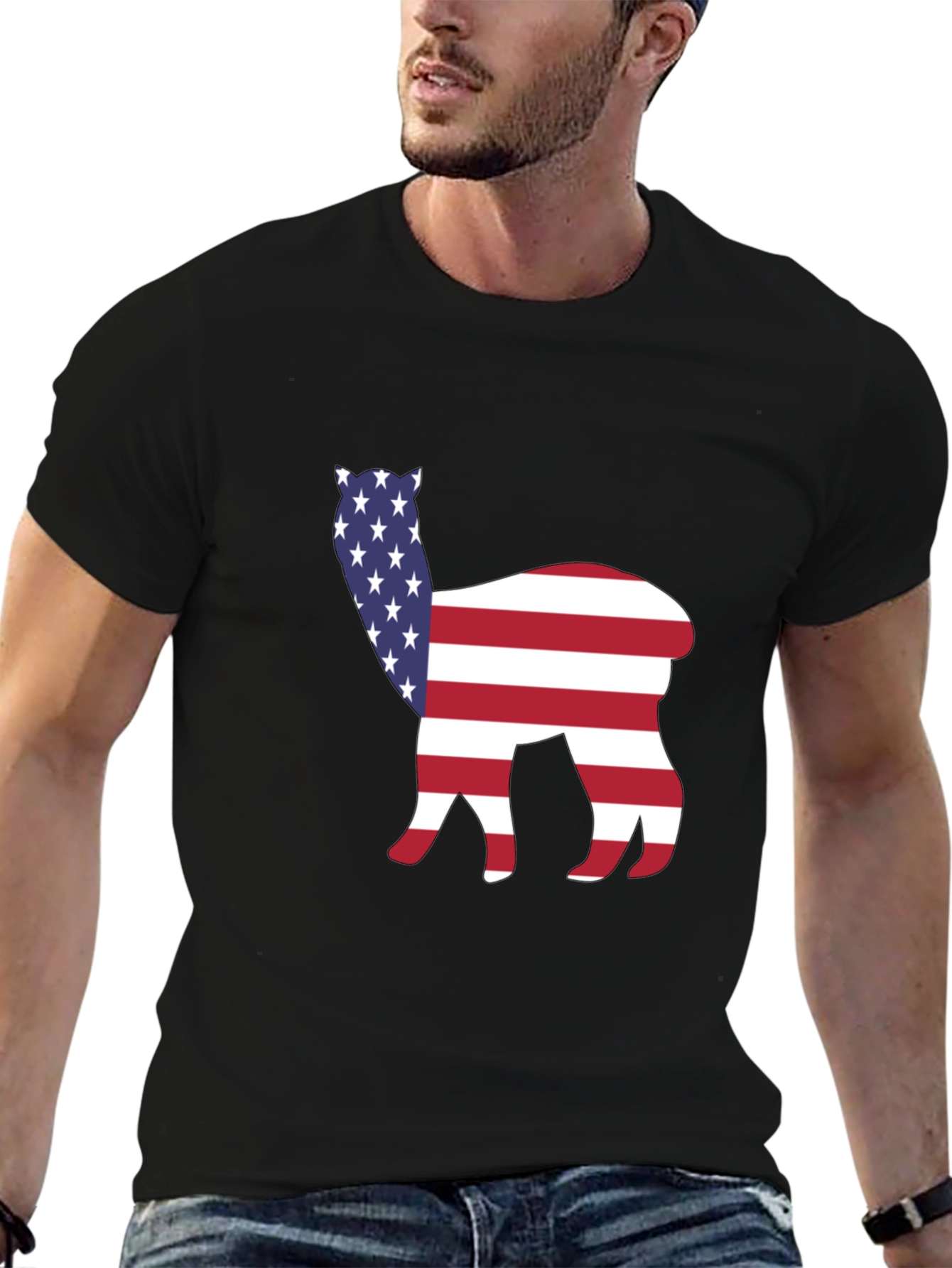 American Alpaca Tee - Patriotic USA Flag Animal Shirt