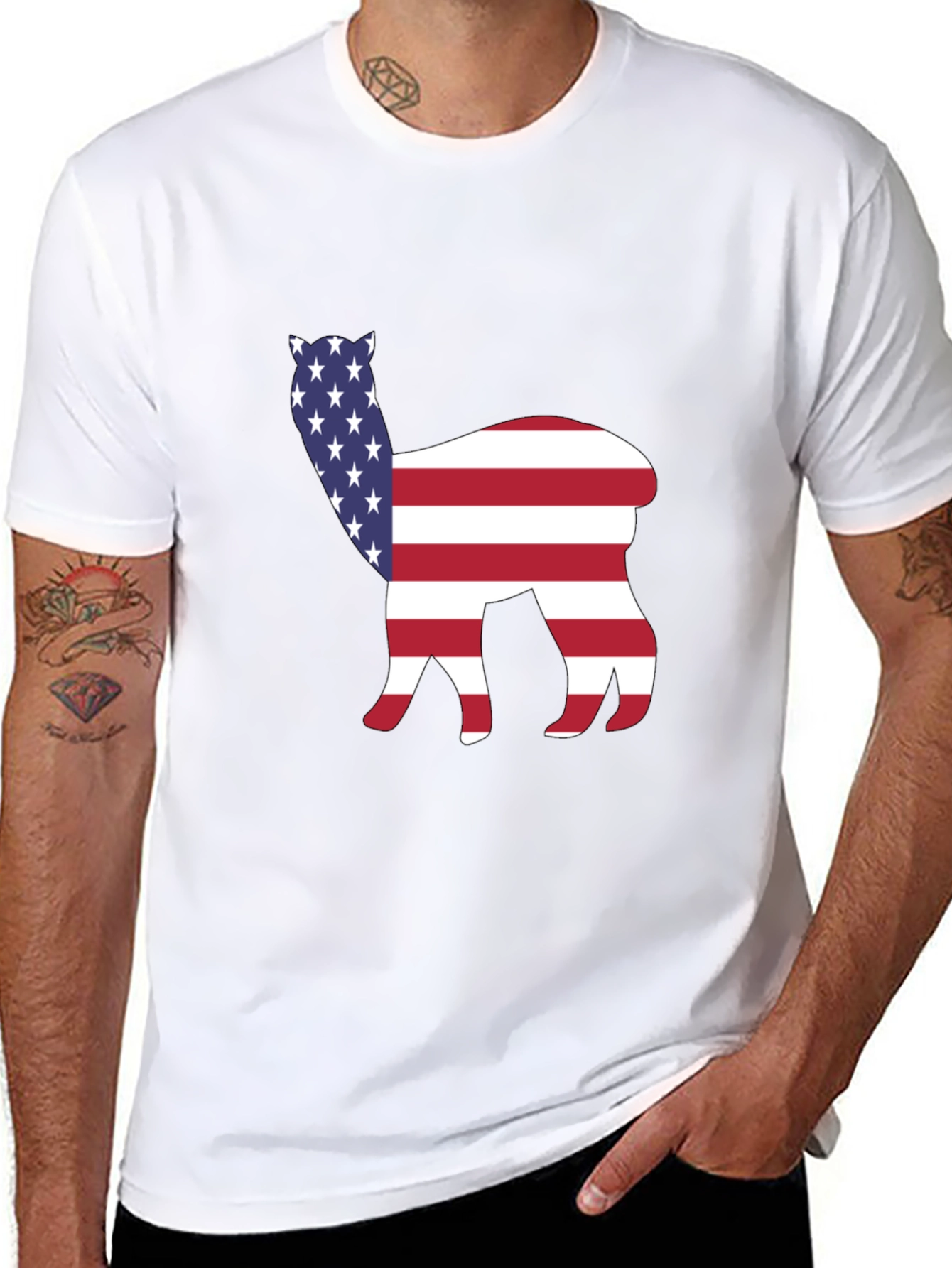 American Alpaca Tee - Patriotic USA Flag Animal Shirt
