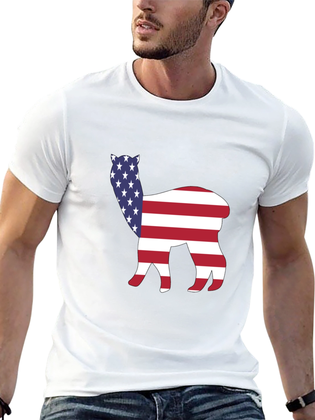 American Alpaca Tee - Patriotic USA Flag Animal Shirt