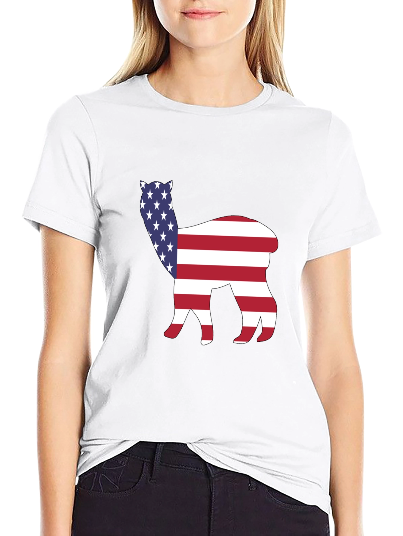American Alpaca Tee - Patriotic USA Flag Animal Shirt