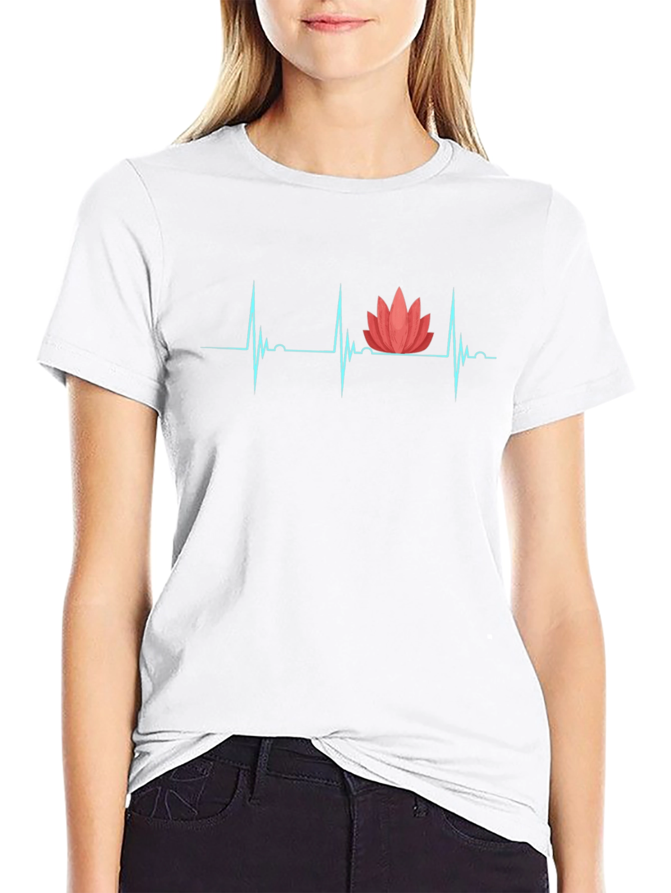 Heartbeat Lotus Graphic Tee - Black T-Shirt