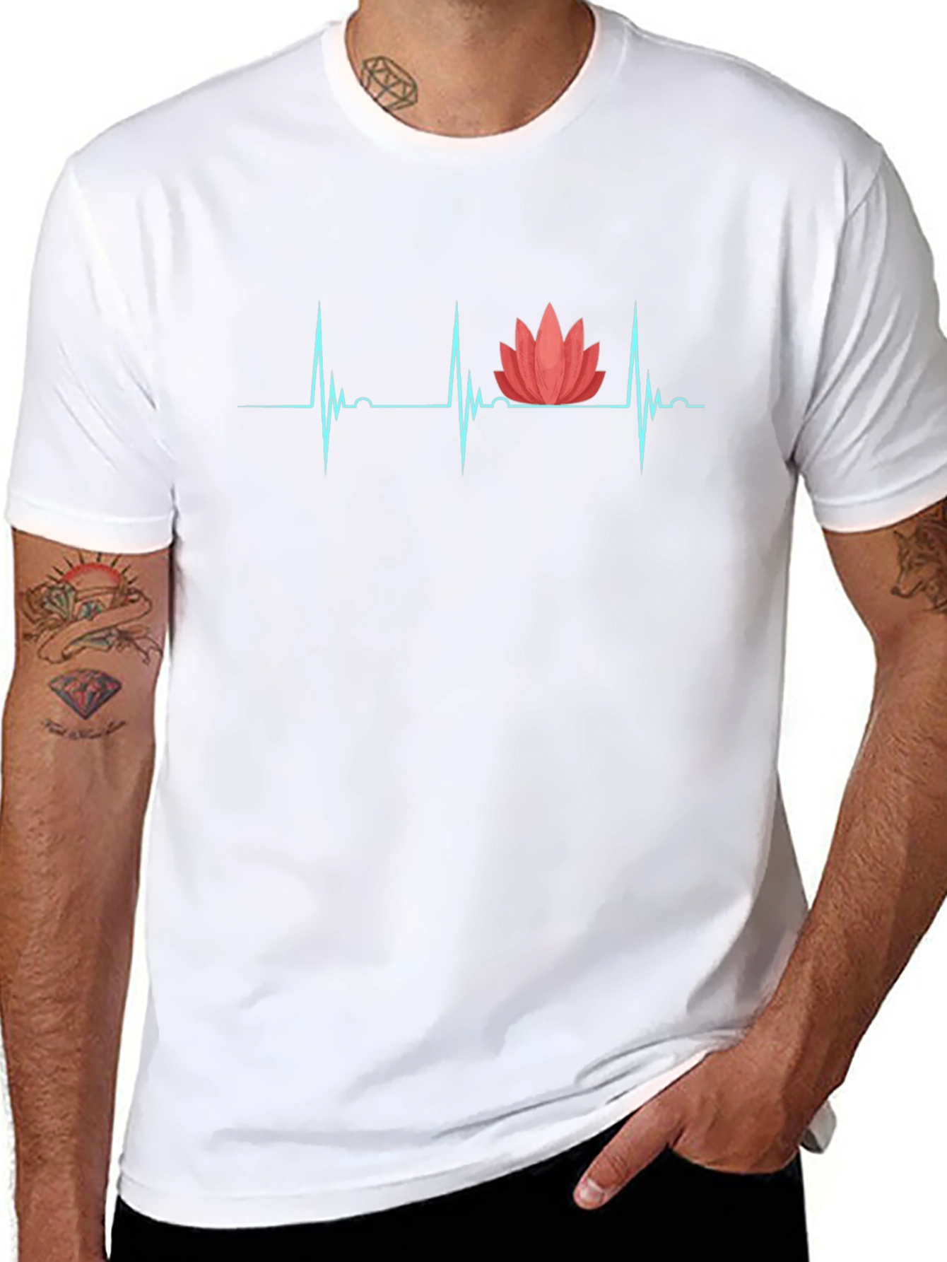 Heartbeat Lotus Graphic Tee - Black T-Shirt