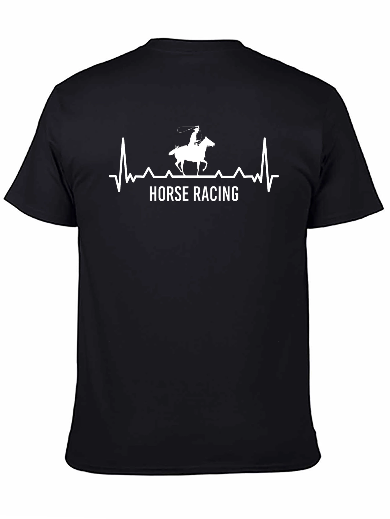 Horse Racing Heartbeat T-Shirt - Black