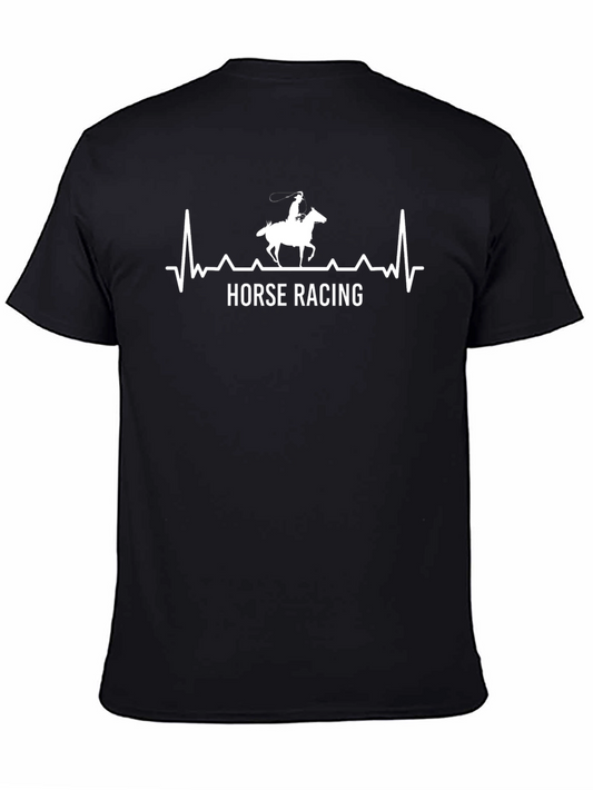 Horse Racing Heartbeat T-Shirt - Black