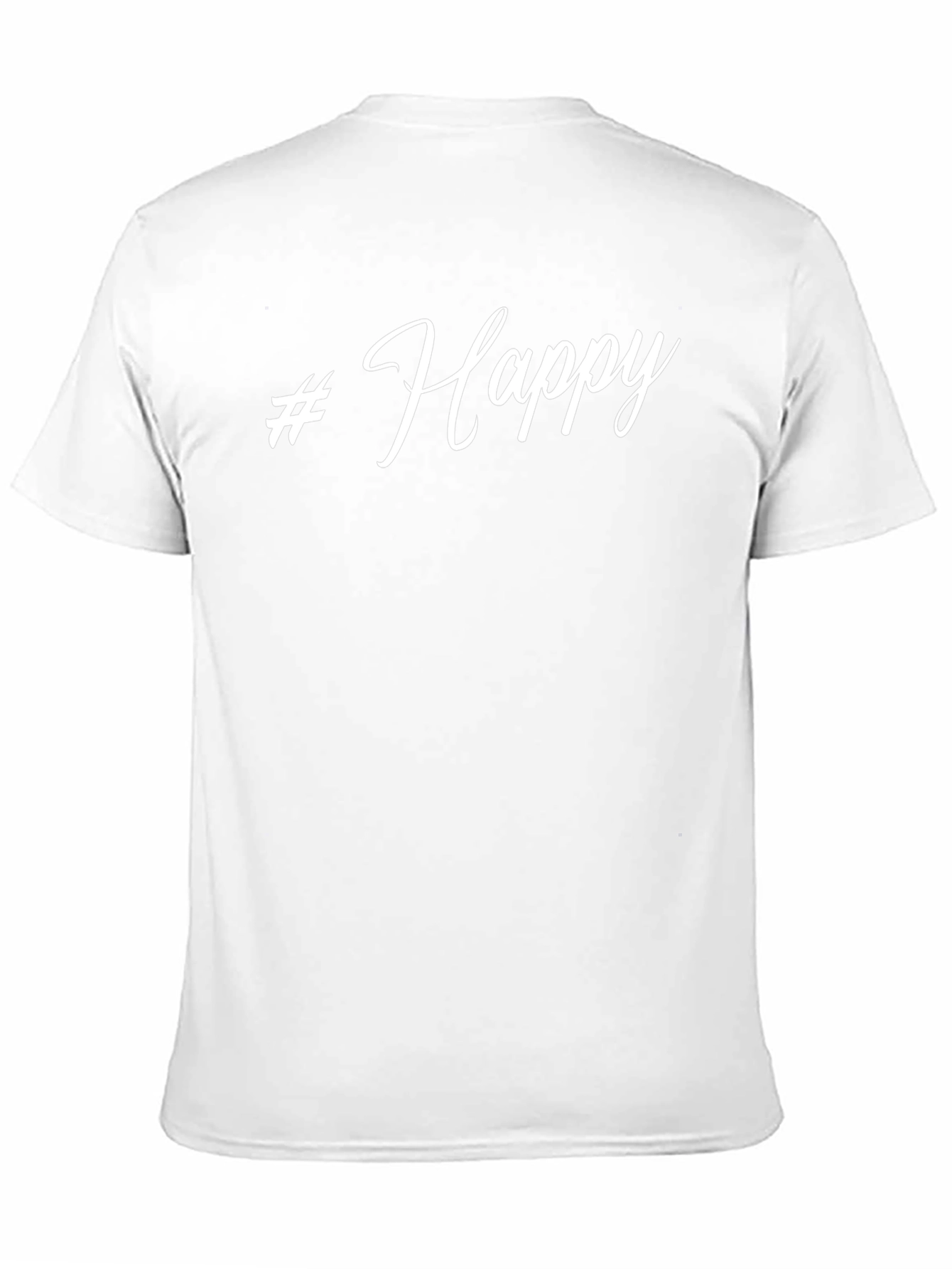 #Happy Black T-Shirt - Casual Style Soft Cotton