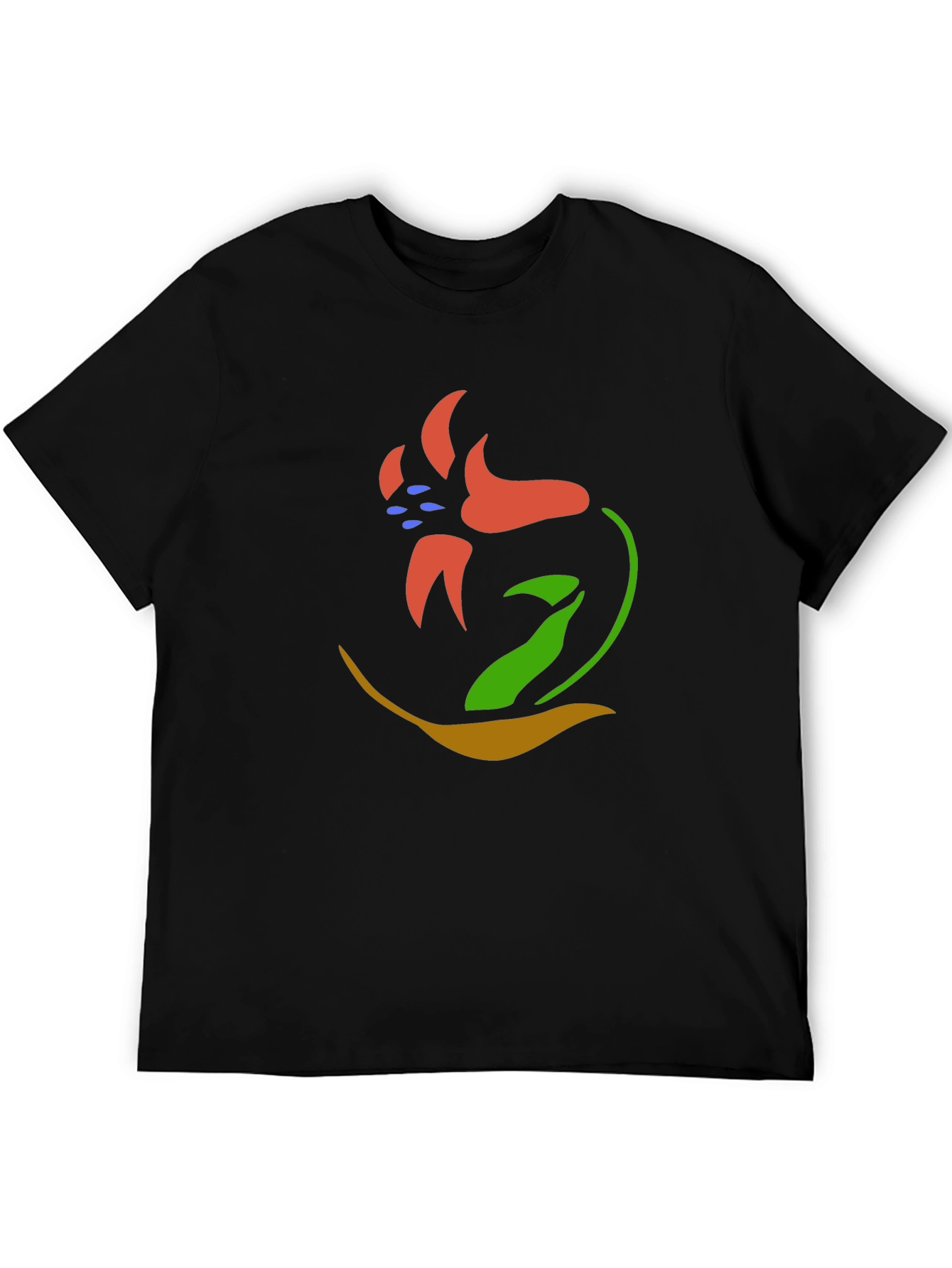 Abstract Flower Graphic Tee - Black Unisex T-Shirt
