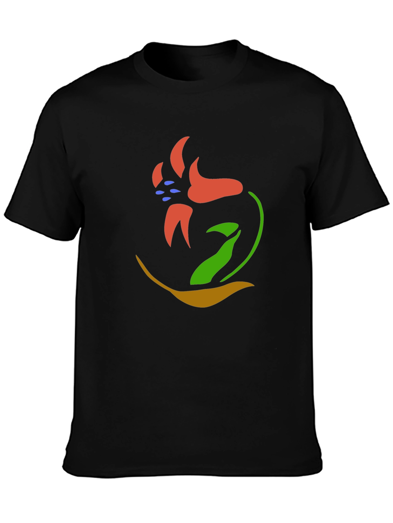 Abstract Flower Graphic Tee - Black Unisex T-Shirt