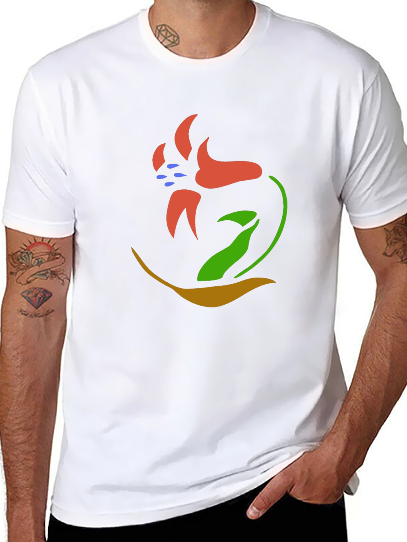 Abstract Flower Graphic Tee - Black Unisex T-Shirt