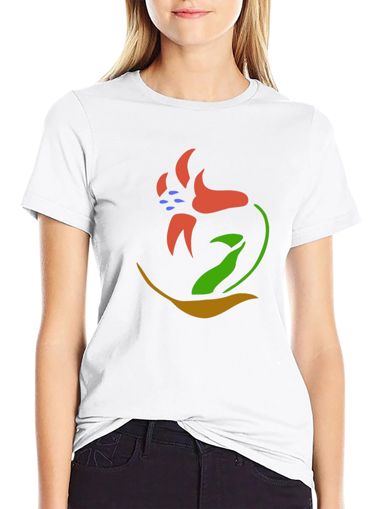 Abstract Flower Graphic Tee - Black Unisex T-Shirt