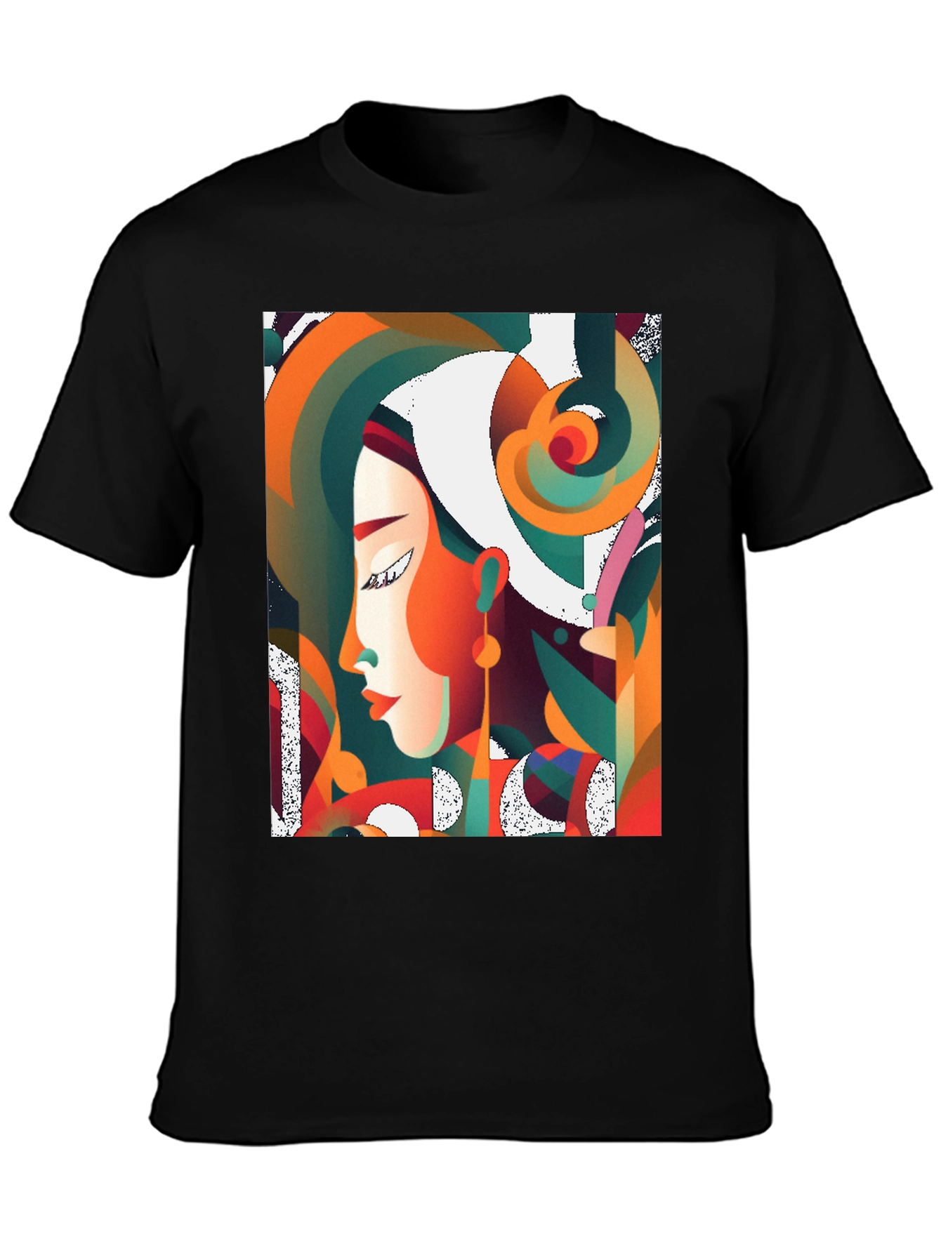 Abstract Art Woman Graphic Black T-Shirt
