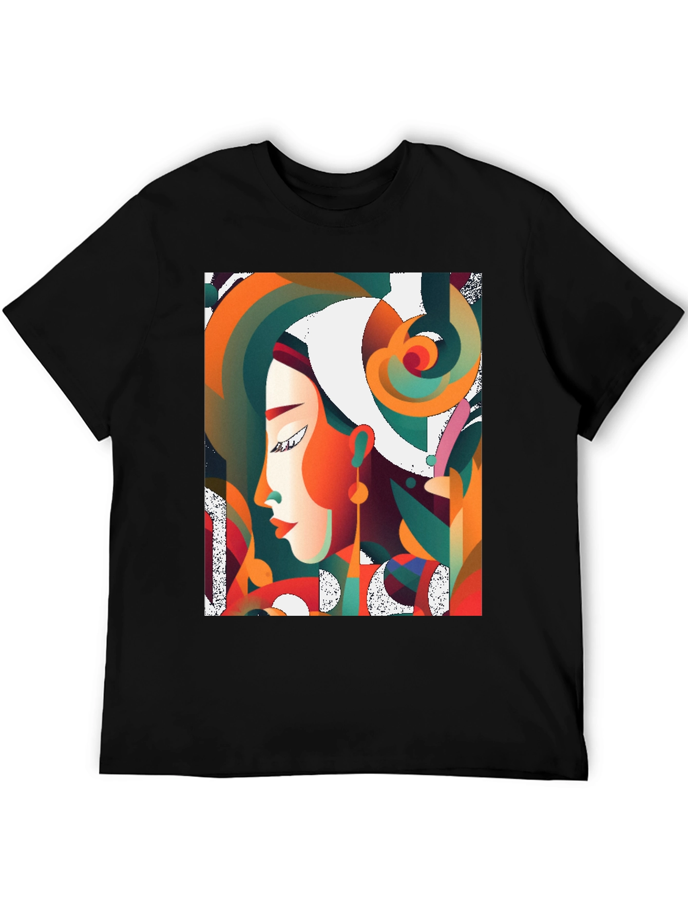 Abstract Art Woman Graphic Black T-Shirt