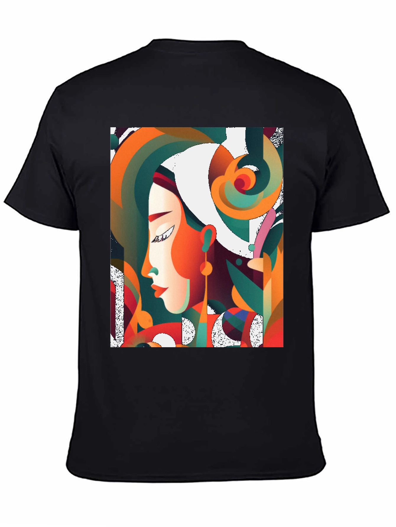 Abstract Art Woman Graphic Black T-Shirt