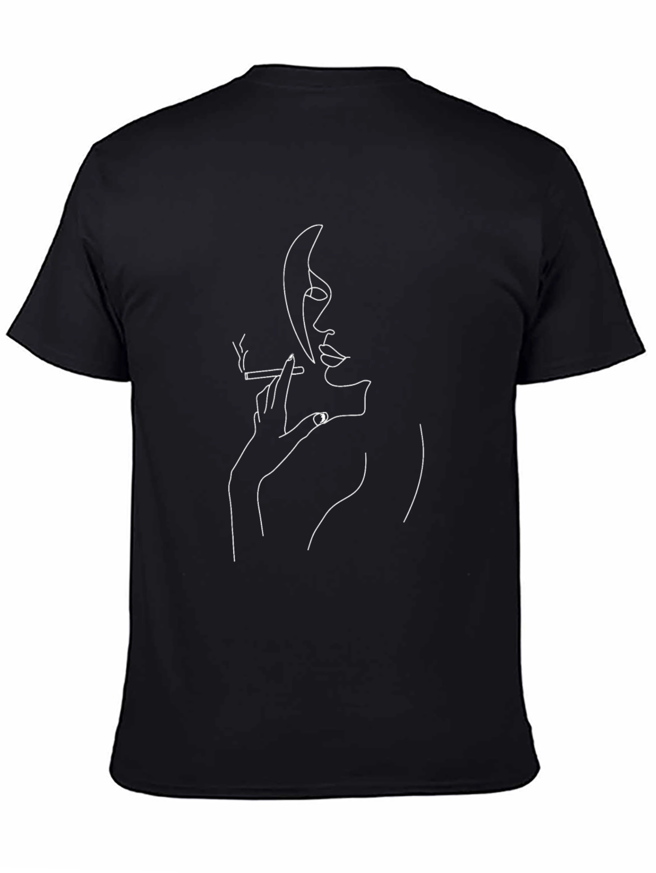 Abstract Smoker Graphic Tee - Unisex Black Cotton T-Shirt