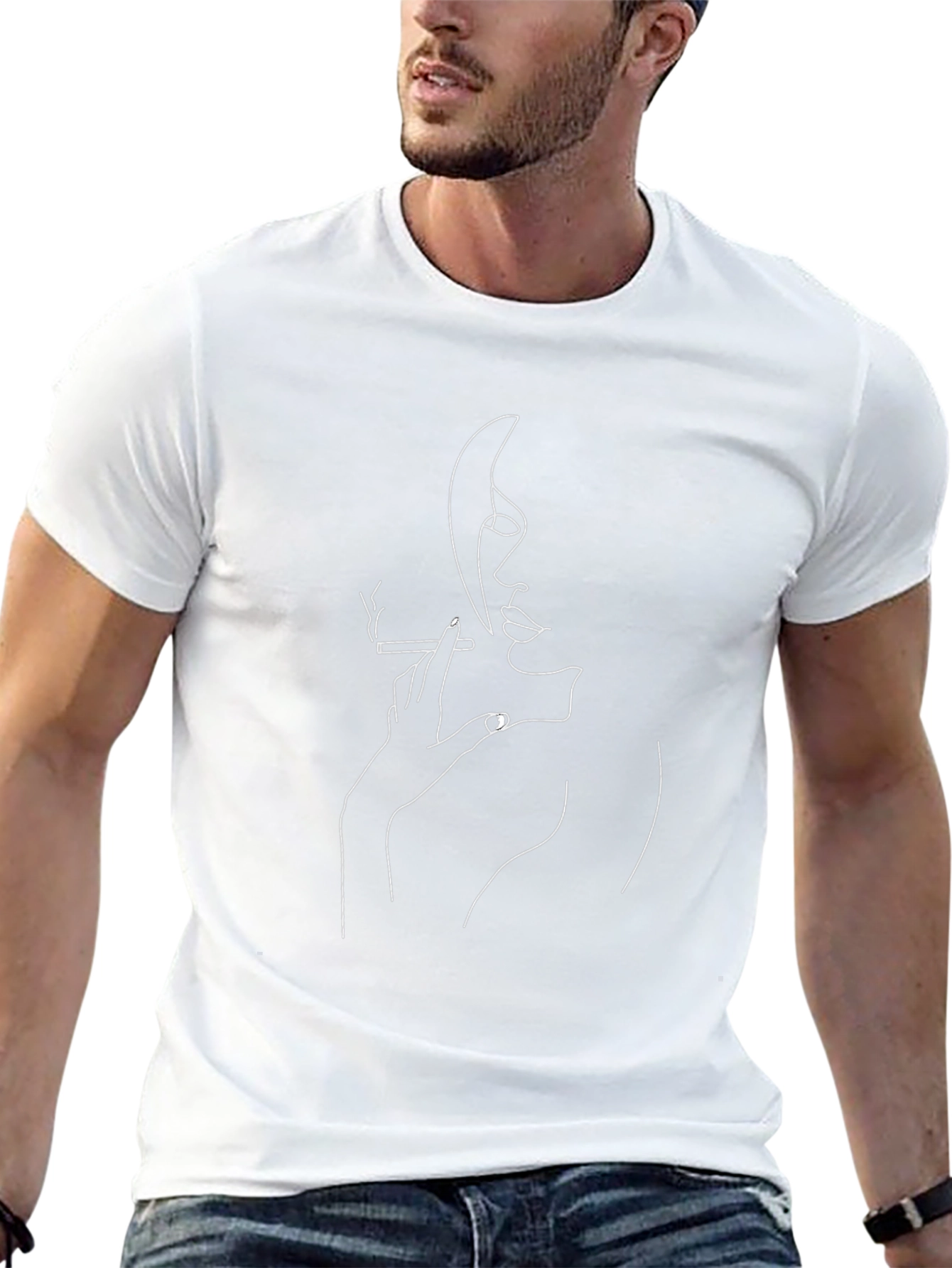 Abstract Smoker Graphic Tee - Unisex Black Cotton T-Shirt