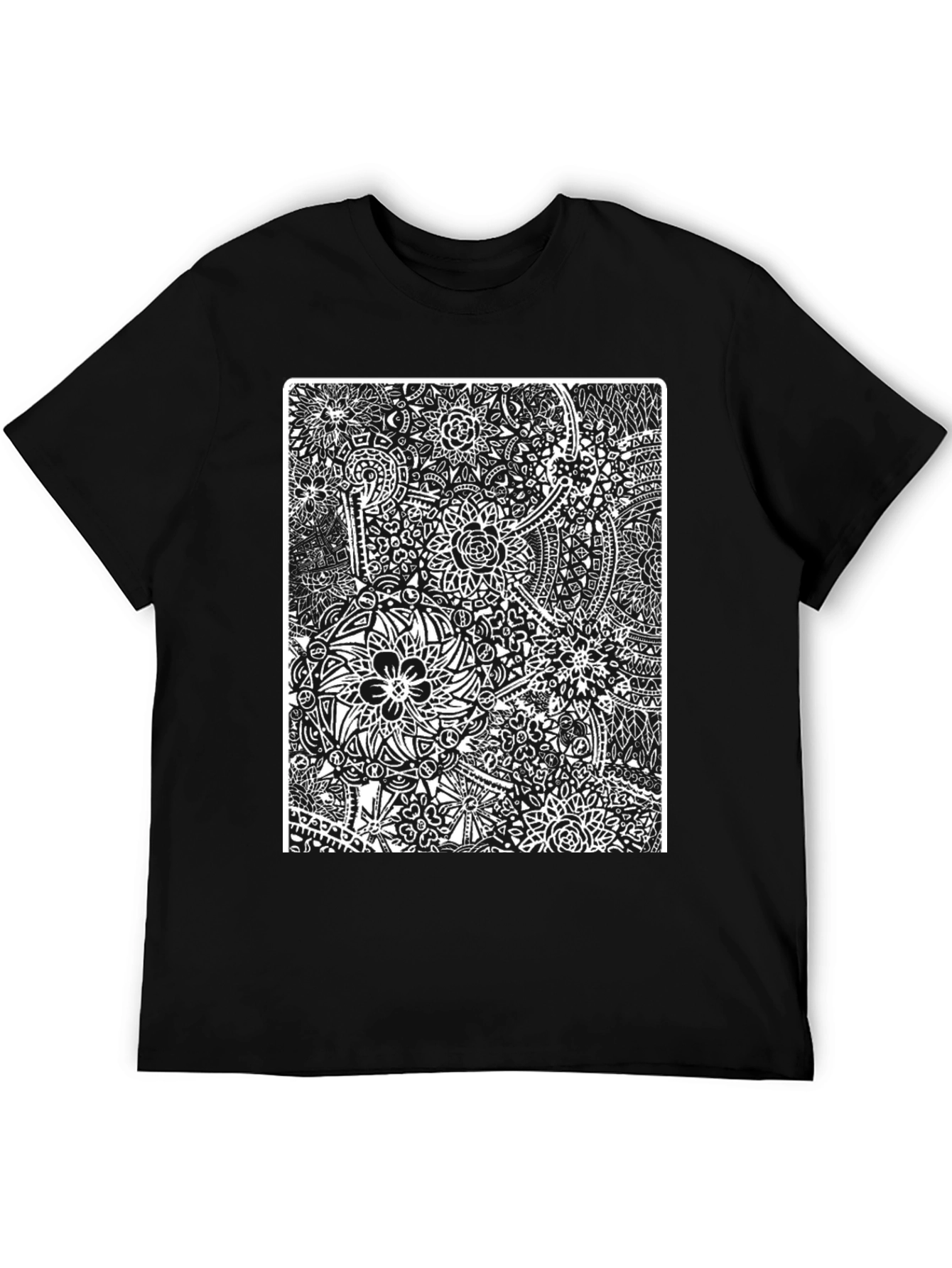 Abstract Floral Black T-Shirt