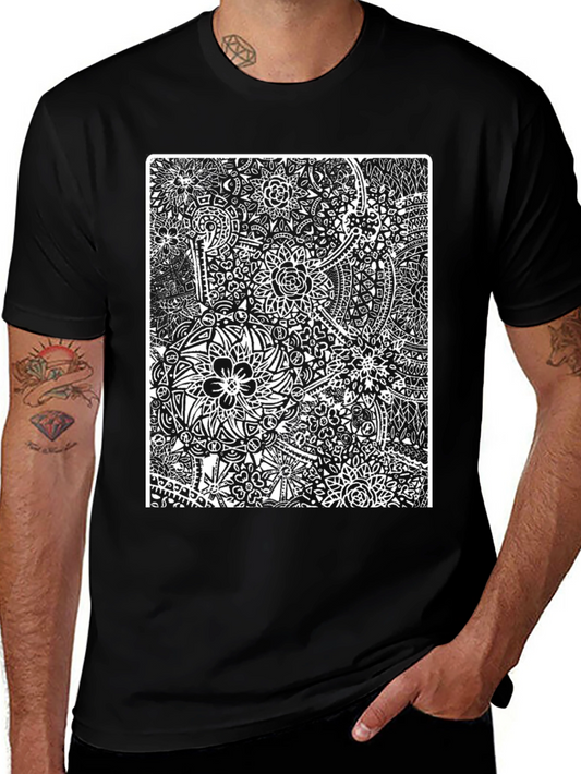 Abstract Floral Black T-Shirt