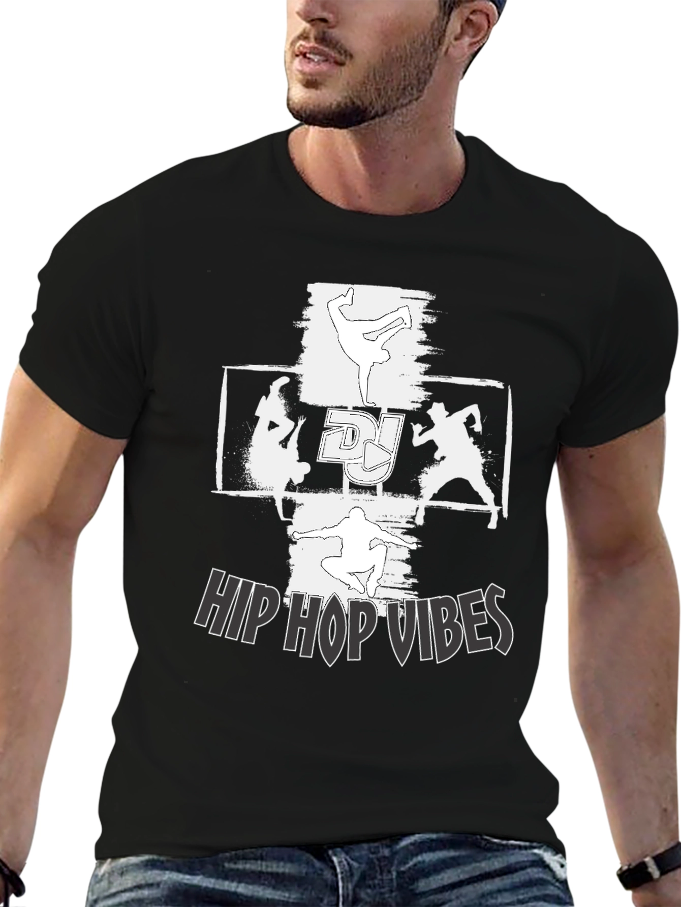Hip Hop Vibes Black Graphic Tee