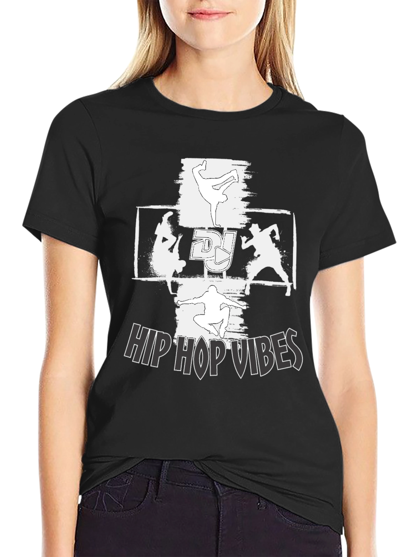Hip Hop Vibes Black Graphic Tee